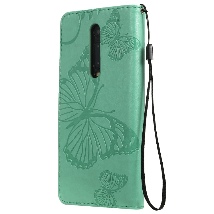 Pressed Printing Butterfly Pattern Horizontal Flip PU Leather Case with Holder & Card Slots & Wallet & Lanyard For Xiaomi Mi 9T & Mi 9T Pro & Redmi K20 & K20 Pro(Green) - Xiaomi Cases by buy2fix | Online Shopping UK | buy2fix