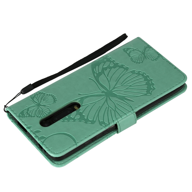 Pressed Printing Butterfly Pattern Horizontal Flip PU Leather Case with Holder & Card Slots & Wallet & Lanyard For Xiaomi Mi 9T & Mi 9T Pro & Redmi K20 & K20 Pro(Green) - Xiaomi Cases by buy2fix | Online Shopping UK | buy2fix