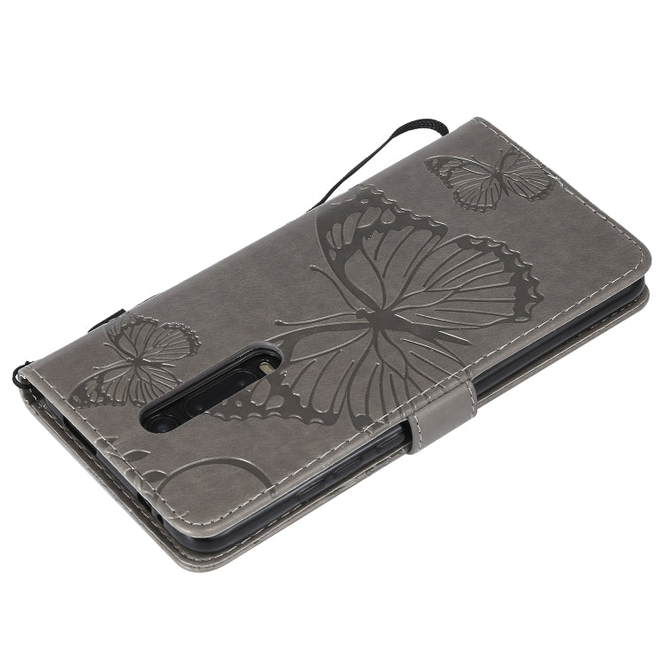 Pressed Printing Butterfly Pattern Horizontal Flip PU Leather Case with Holder & Card Slots & Wallet & Lanyard For Xiaomi Mi 9T & Mi 9T Pro & Redmi K20 & K20 Pro(Grey) - Xiaomi Cases by buy2fix | Online Shopping UK | buy2fix