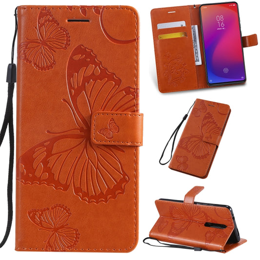 Pressed Printing Butterfly Pattern Horizontal Flip PU Leather Case with Holder & Card Slots & Wallet & Lanyard For Xiaomi Mi 9T & Mi 9T Pro & Redmi K20 & K20 Pro(Orange) - Xiaomi Cases by buy2fix | Online Shopping UK | buy2fix