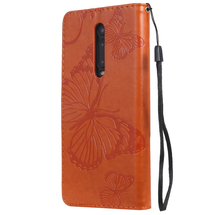 Pressed Printing Butterfly Pattern Horizontal Flip PU Leather Case with Holder & Card Slots & Wallet & Lanyard For Xiaomi Mi 9T & Mi 9T Pro & Redmi K20 & K20 Pro(Orange) - Xiaomi Cases by buy2fix | Online Shopping UK | buy2fix