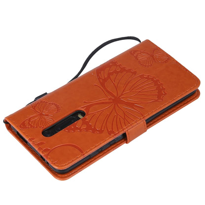 Pressed Printing Butterfly Pattern Horizontal Flip PU Leather Case with Holder & Card Slots & Wallet & Lanyard For Xiaomi Mi 9T & Mi 9T Pro & Redmi K20 & K20 Pro(Orange) - Xiaomi Cases by buy2fix | Online Shopping UK | buy2fix