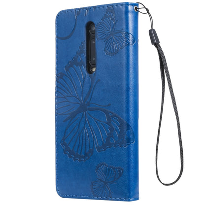 Pressed Printing Butterfly Pattern Horizontal Flip PU Leather Case with Holder & Card Slots & Wallet & Lanyard For Xiaomi Mi 9T & Mi 9T Pro & Redmi K20 & K20 Pro(Blue) - Xiaomi Cases by buy2fix | Online Shopping UK | buy2fix