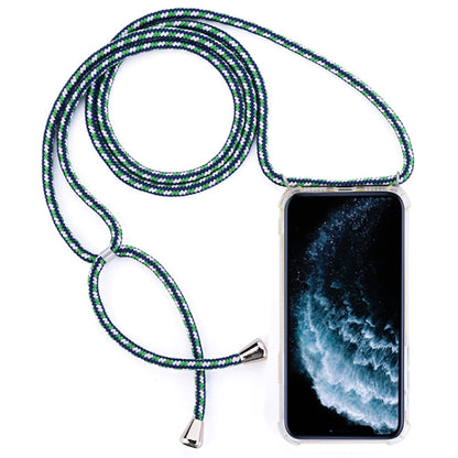 Four-Corner Anti-Fall Transparent TPU Mobile Phone Case With Lanyard for iPhone 11 Pro(Green White Blue) - iPhone 11 Pro Cases by buy2fix | Online Shopping UK | buy2fix