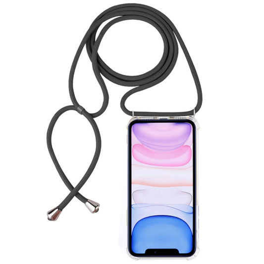 Four-Corner Anti-Fall Transparent TPU Mobile Phone Case With Lanyard for iPhone 11(Grey) - iPhone 11 Cases by buy2fix | Online Shopping UK | buy2fix