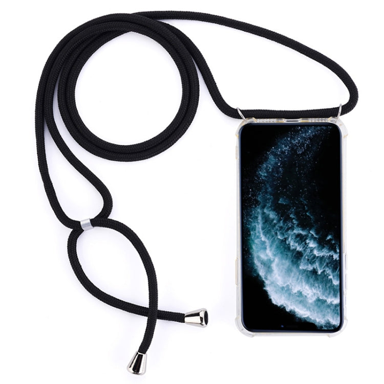 Four-Corner Anti-Fall Trasparent TPU Mobile Phone Case With Lanyard for iPhone 11 Pro Max(Black) - iPhone 11 Pro Max Cases by buy2fix | Online Shopping UK | buy2fix