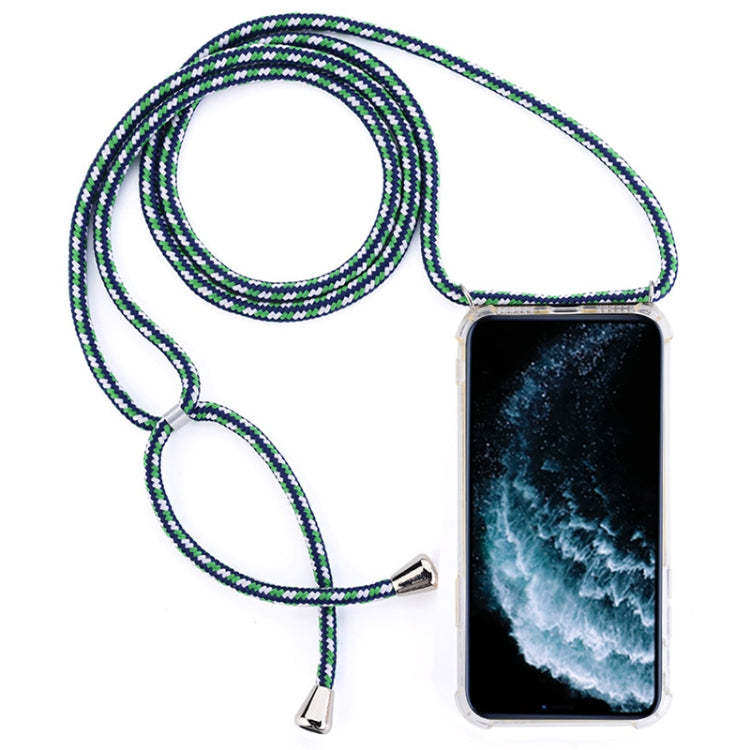 Four-Corner Anti-Fall Trasparent TPU Mobile Phone Case With Lanyard for iPhone 11 Pro Max(Green White Blue) - iPhone 11 Pro Max Cases by buy2fix | Online Shopping UK | buy2fix