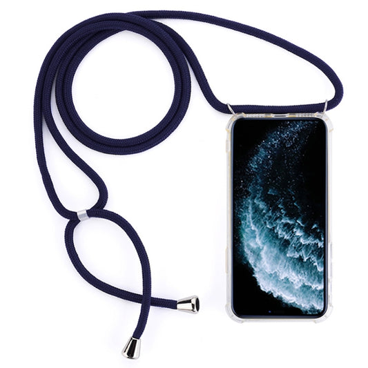 Four-Corner Anti-Fall Trasparent TPU Mobile Phone Case With Lanyard for iPhone 11 Pro Max(Dark Blue) by buy2fix
