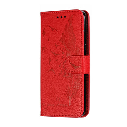 Feather Pattern Litchi Texture Horizontal Flip Leather Case with Wallet & Holder & Card Slots For Motorola Moto E6(Red) - Motorola Cases by buy2fix | Online Shopping UK | buy2fix