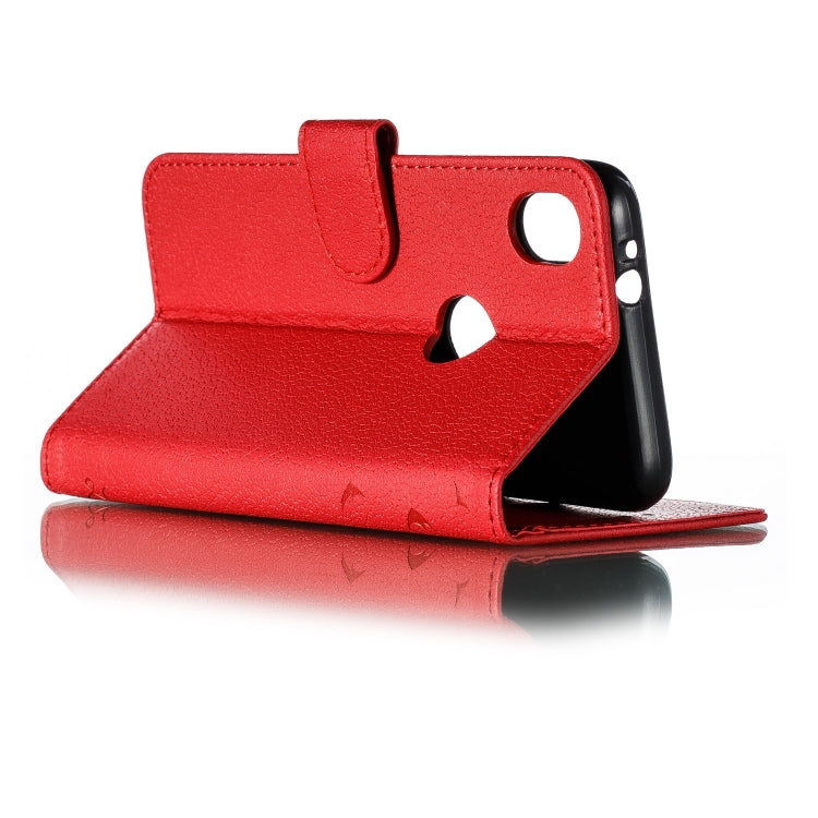 Feather Pattern Litchi Texture Horizontal Flip Leather Case with Wallet & Holder & Card Slots For Motorola Moto E6(Red) - Motorola Cases by buy2fix | Online Shopping UK | buy2fix