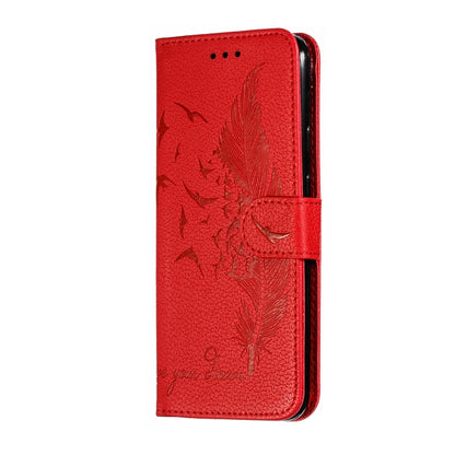 Feather Pattern Litchi Texture Horizontal Flip Leather Case with Wallet & Holder & Card Slots For Google Pixel 4XL(Red) - Google Cases by buy2fix | Online Shopping UK | buy2fix