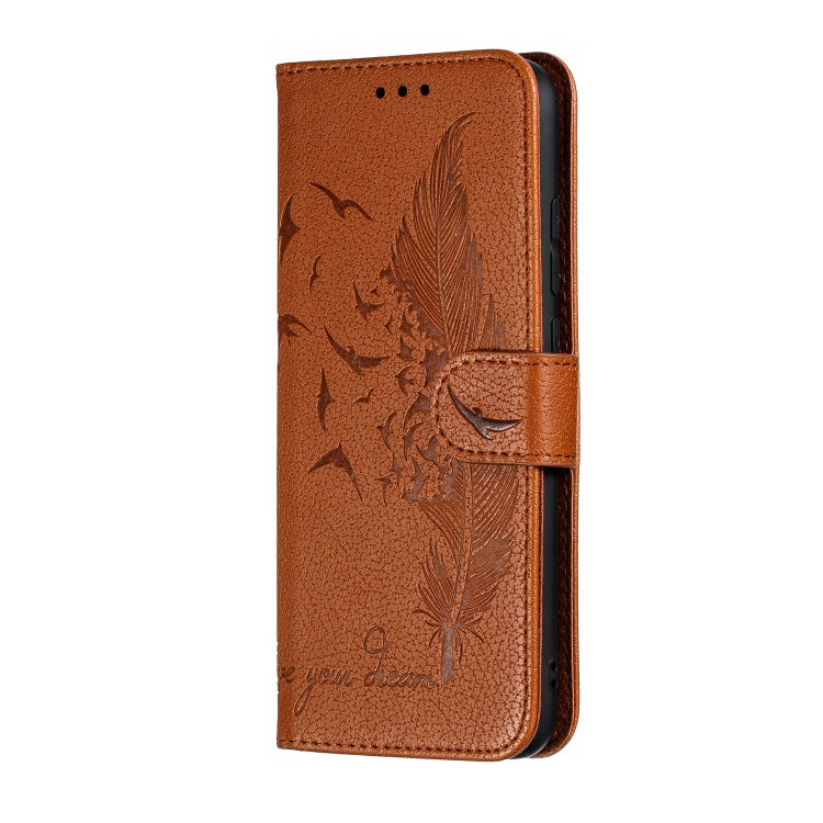 Feather Pattern Litchi Texture Horizontal Flip Leather Case with Wallet & Holder & Card Slots For Xiaomi Redmi Note 7(Brown) - Xiaomi Cases by buy2fix | Online Shopping UK | buy2fix