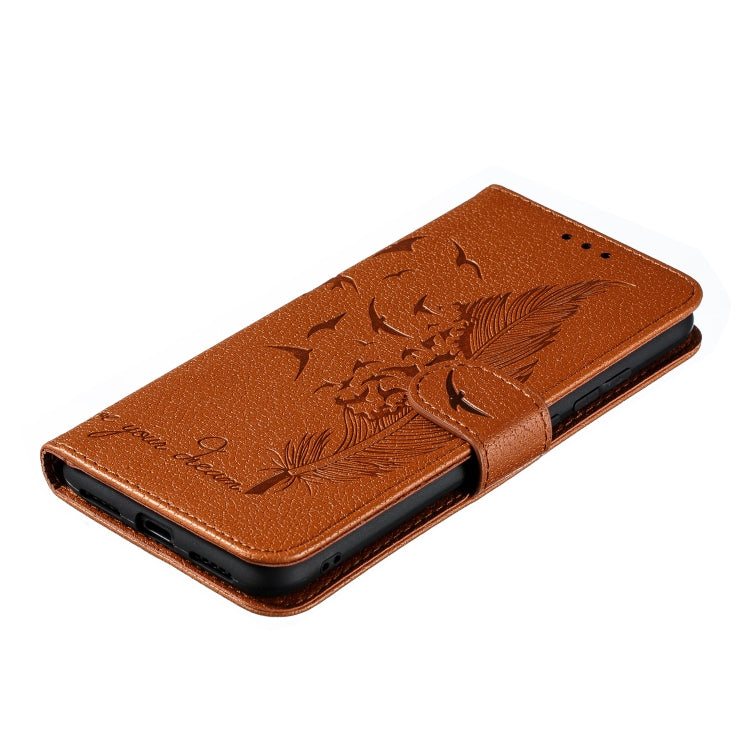 Feather Pattern Litchi Texture Horizontal Flip Leather Case with Wallet & Holder & Card Slots For Xiaomi Redmi Note 7(Brown) - Xiaomi Cases by buy2fix | Online Shopping UK | buy2fix