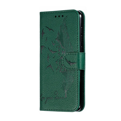 Feather Pattern Litchi Texture Horizontal Flip Leather Case with Wallet & Holder & Card Slots For Xiaomi Mi 9 SE(Green) - Xiaomi Cases by buy2fix | Online Shopping UK | buy2fix