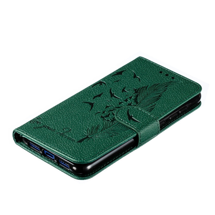 Feather Pattern Litchi Texture Horizontal Flip Leather Case with Wallet & Holder & Card Slots For Xiaomi Mi 9 SE(Green) - Xiaomi Cases by buy2fix | Online Shopping UK | buy2fix
