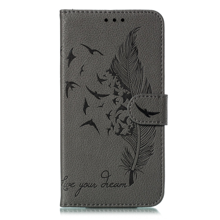 Feather Pattern Litchi Texture Horizontal Flip Leather Case with Wallet & Holder & Card Slots For Huawei P20 Lite (2019) / Nova 5i(Gray) - Huawei Cases by buy2fix | Online Shopping UK | buy2fix