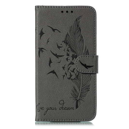 Feather Pattern Litchi Texture Horizontal Flip Leather Case with Wallet & Holder & Card Slots For Huawei P20 Lite (2019) / Nova 5i(Gray) - Huawei Cases by buy2fix | Online Shopping UK | buy2fix