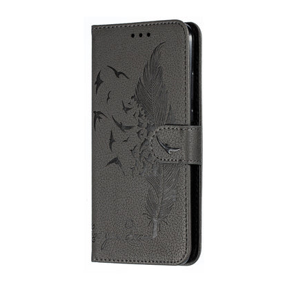 Feather Pattern Litchi Texture Horizontal Flip Leather Case with Wallet & Holder & Card Slots For Huawei P20 Lite (2019) / Nova 5i(Gray) - Huawei Cases by buy2fix | Online Shopping UK | buy2fix