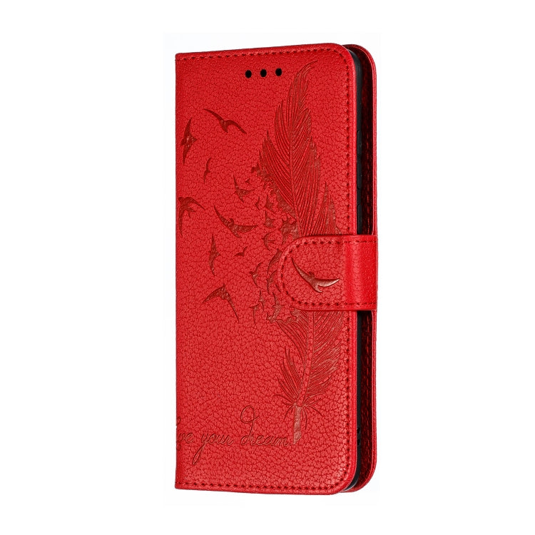 Feather Pattern Litchi Texture Horizontal Flip Leather Case with Wallet & Holder & Card Slots For Huawei P30(Red) - Huawei Cases by buy2fix | Online Shopping UK | buy2fix