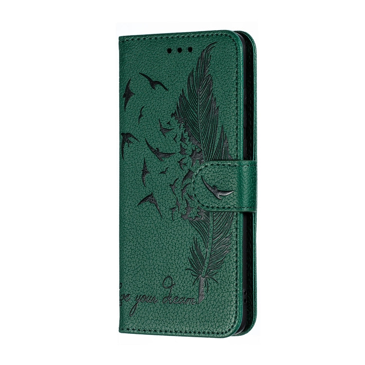 Feather Pattern Litchi Texture Horizontal Flip Leather Case with Wallet & Holder & Card Slots For Huawei P30(Green) - Huawei Cases by buy2fix | Online Shopping UK | buy2fix