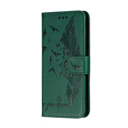Feather Pattern Litchi Texture Horizontal Flip Leather Case with Wallet & Holder & Card Slots For Huawei P30(Green) - Huawei Cases by buy2fix | Online Shopping UK | buy2fix