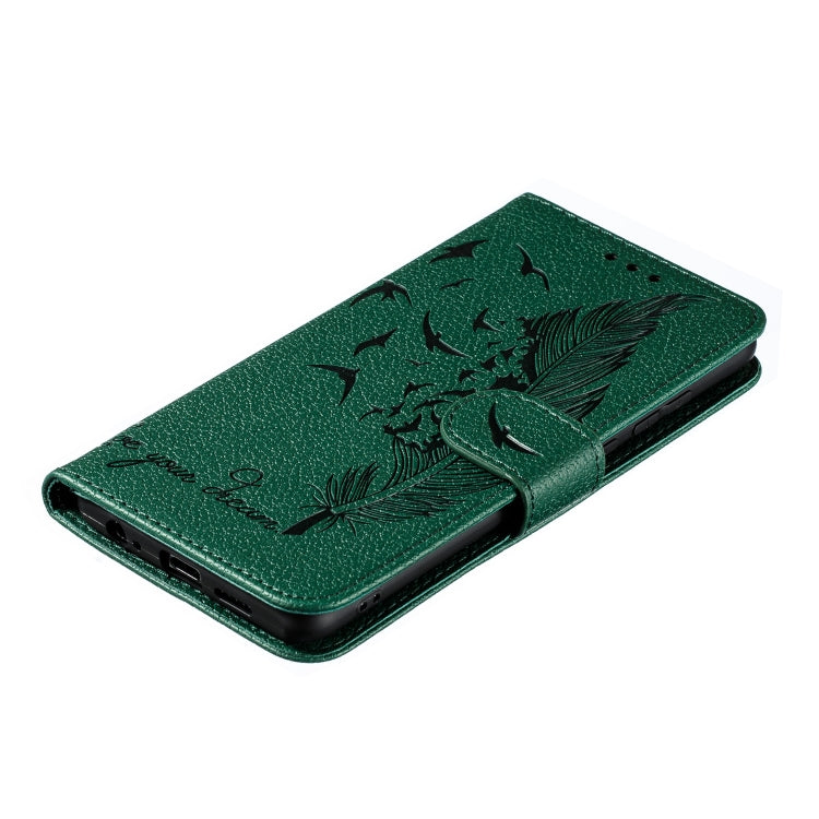 Feather Pattern Litchi Texture Horizontal Flip Leather Case with Wallet & Holder & Card Slots For Huawei P30(Green) - Huawei Cases by buy2fix | Online Shopping UK | buy2fix