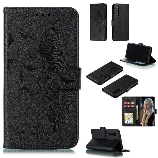 Feather Pattern Litchi Texture Horizontal Flip Leather Case with Wallet & Holder & Card Slots For Huawei P30(Black) - Huawei Cases by buy2fix | Online Shopping UK | buy2fix