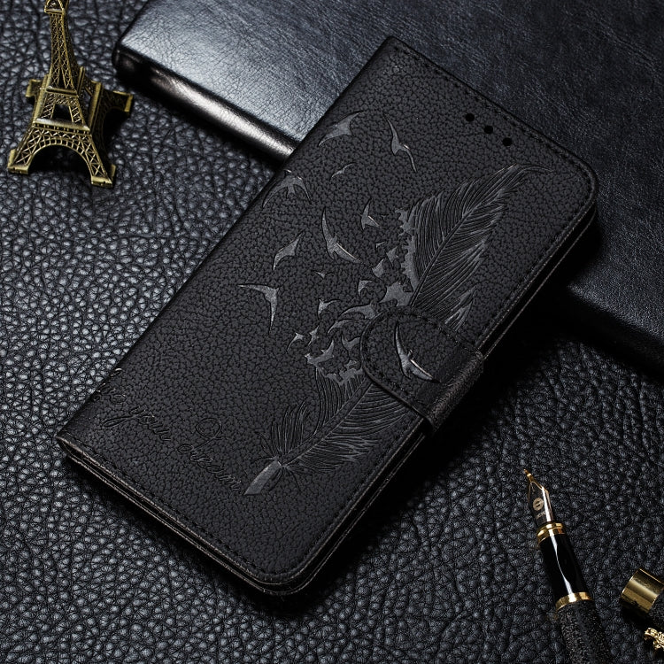 Feather Pattern Litchi Texture Horizontal Flip Leather Case with Wallet & Holder & Card Slots For Huawei P30(Black) - Huawei Cases by buy2fix | Online Shopping UK | buy2fix