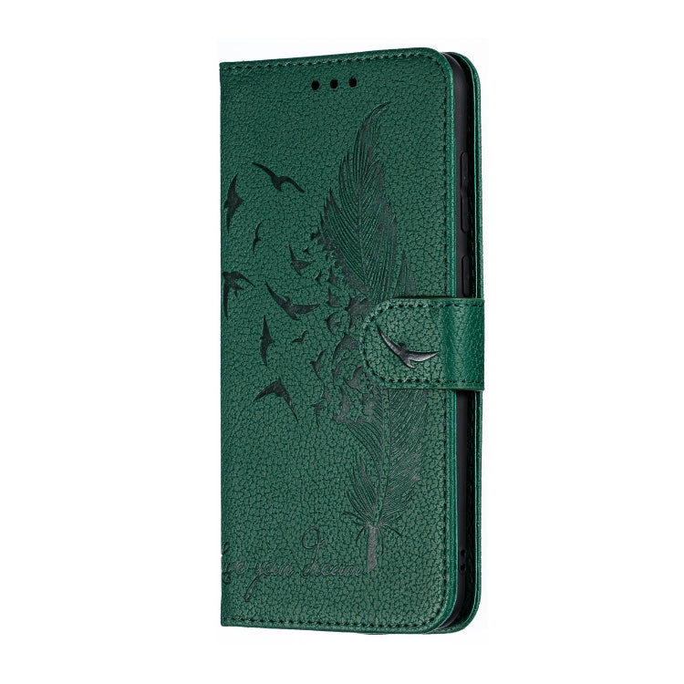 Feather Pattern Litchi Texture Horizontal Flip Leather Case with Wallet & Holder & Card Slots For Huawei Y7 (2019)(Green) - Huawei Cases by buy2fix | Online Shopping UK | buy2fix