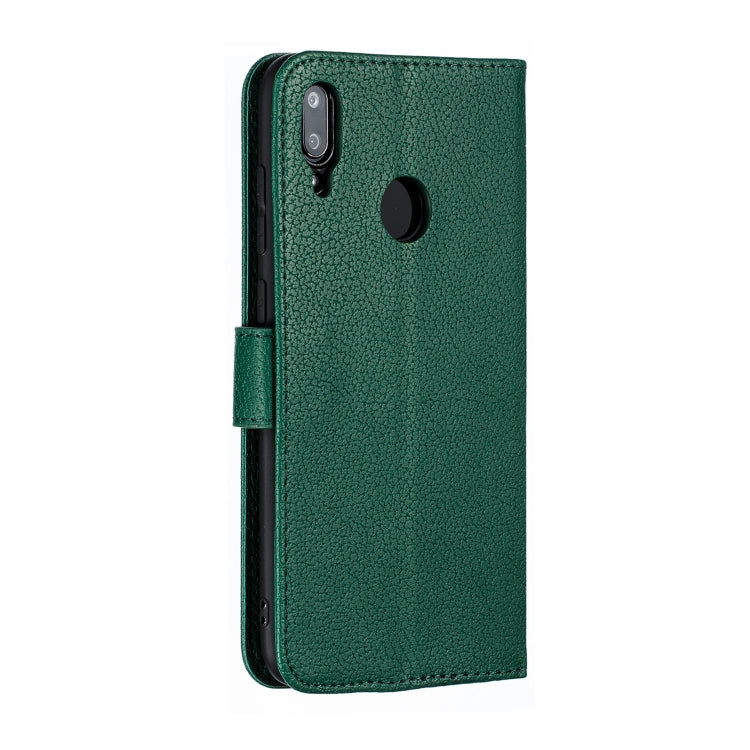 Feather Pattern Litchi Texture Horizontal Flip Leather Case with Wallet & Holder & Card Slots For Huawei Y7 (2019)(Green) - Huawei Cases by buy2fix | Online Shopping UK | buy2fix
