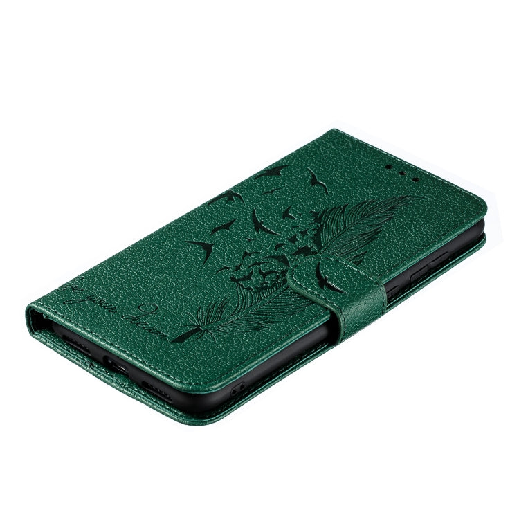 Feather Pattern Litchi Texture Horizontal Flip Leather Case with Wallet & Holder & Card Slots For Huawei Y7 (2019)(Green) - Huawei Cases by buy2fix | Online Shopping UK | buy2fix
