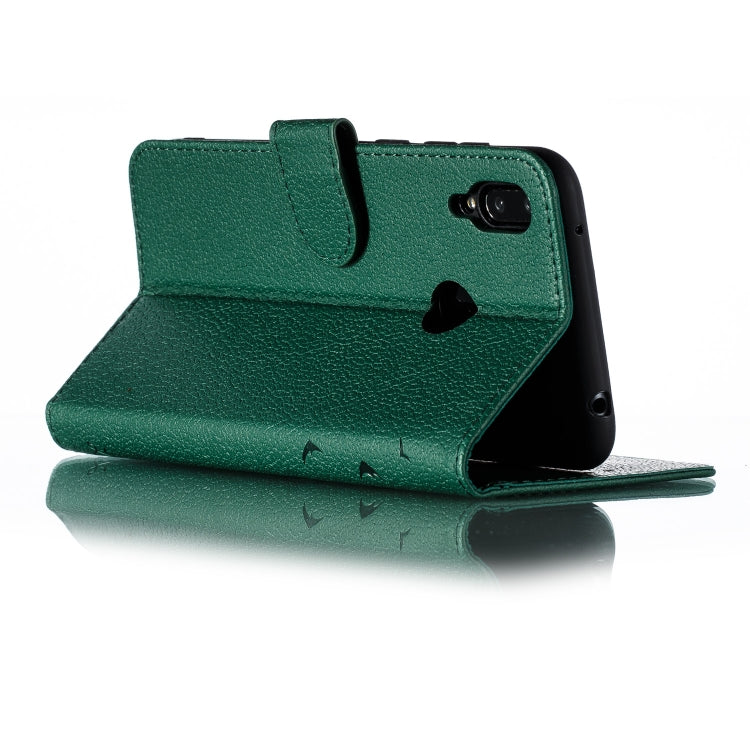 Feather Pattern Litchi Texture Horizontal Flip Leather Case with Wallet & Holder & Card Slots For Huawei Y7 (2019)(Green) - Huawei Cases by buy2fix | Online Shopping UK | buy2fix
