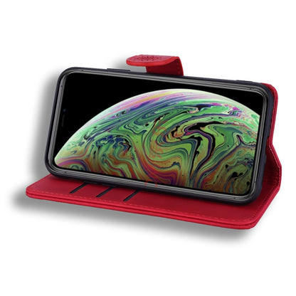 For iPhone 11 Calf Pattern Double Folding Design Embossed Leather Case with Wallet & Holder & Card Slots (Red) - iPhone 11 Cases by buy2fix | Online Shopping UK | buy2fix