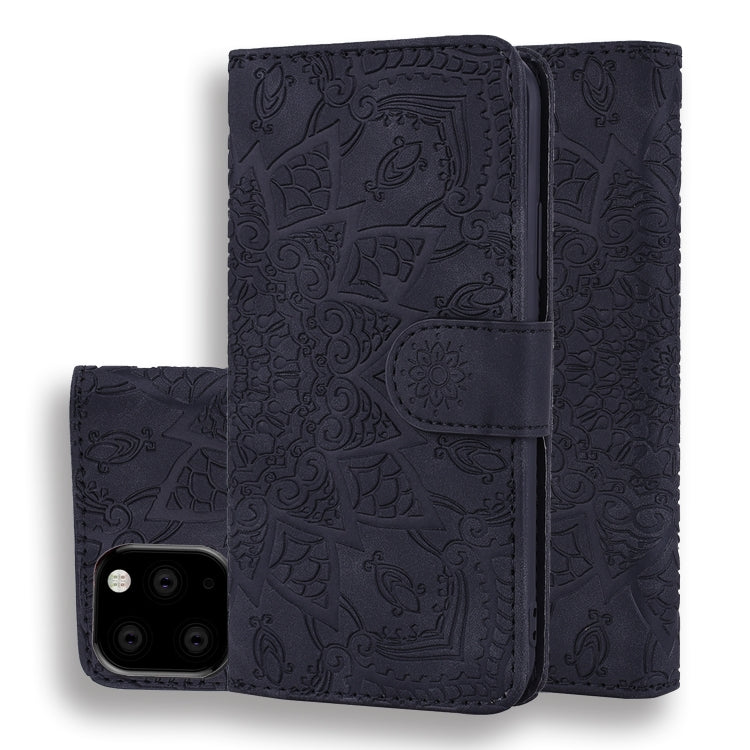 For iPhone 11 Pro Max Calf Pattern Double Folding Design Embossed Leather Case with Wallet & Holder & Card Slots  (6.5 inch)(Black) - iPhone 11 Pro Max Cases by buy2fix | Online Shopping UK | buy2fix