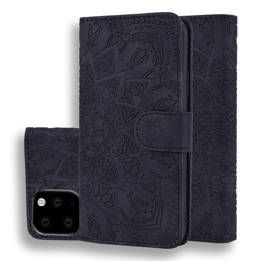 For iPhone 11 Pro Max Calf Pattern Double Folding Design Embossed Leather Case with Wallet & Holder & Card Slots  (6.5 inch)(Black) - iPhone 11 Pro Max Cases by buy2fix | Online Shopping UK | buy2fix