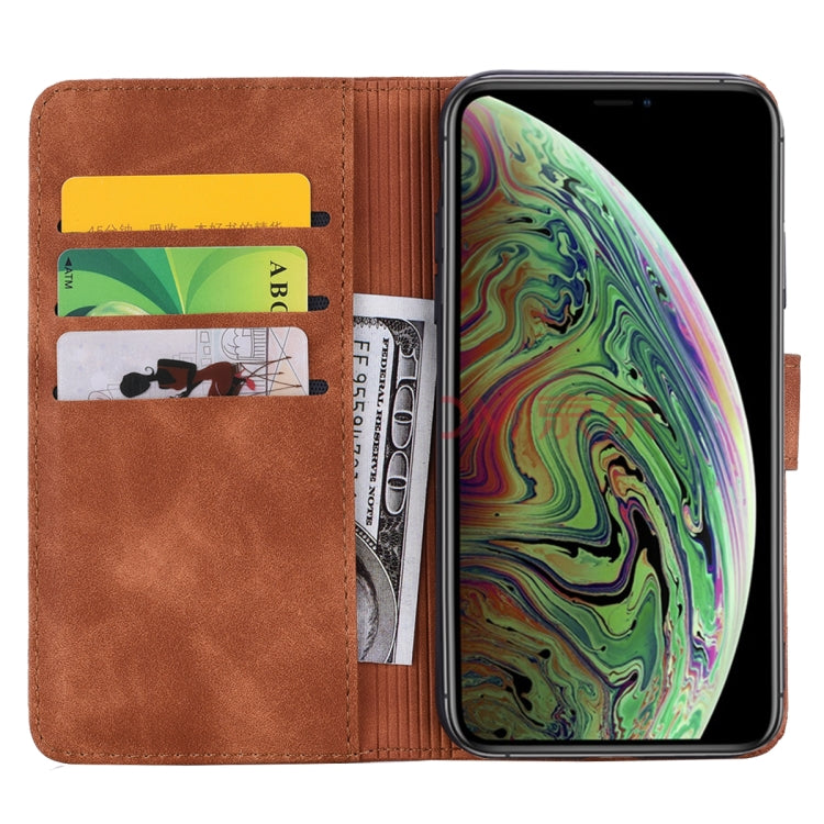 For iPhone 11 Pro Max Calf Pattern Double Folding Design Embossed Leather Case with Wallet & Holder & Card Slots  (6.5 inch)(Brown) - iPhone 11 Pro Max Cases by buy2fix | Online Shopping UK | buy2fix