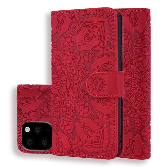For iPhone 11 Pro Max Calf Pattern Double Folding Design Embossed Leather Case with Wallet & Holder & Card Slots  (6.5 inch)(Red) - iPhone 11 Pro Max Cases by buy2fix | Online Shopping UK | buy2fix