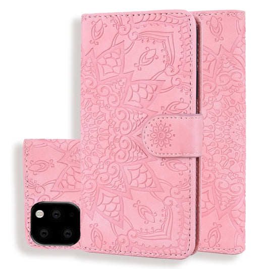 For iPhone 11 Pro Max Calf Pattern Double Folding Design Embossed Leather Case with Wallet & Holder & Card Slots  (6.5 inch)(Pink) - iPhone 11 Pro Max Cases by buy2fix | Online Shopping UK | buy2fix