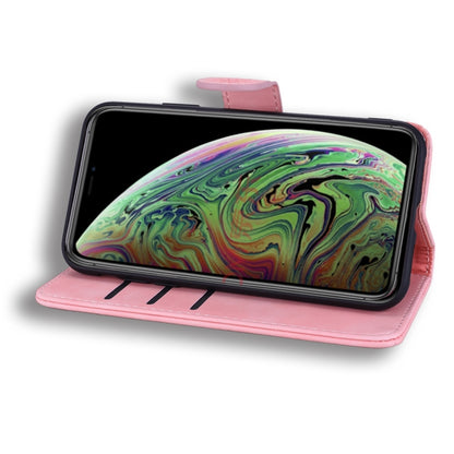 For iPhone 11 Pro Max Calf Pattern Double Folding Design Embossed Leather Case with Wallet & Holder & Card Slots  (6.5 inch)(Pink) - iPhone 11 Pro Max Cases by buy2fix | Online Shopping UK | buy2fix