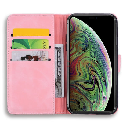 For iPhone 11 Pro Max Calf Pattern Double Folding Design Embossed Leather Case with Wallet & Holder & Card Slots  (6.5 inch)(Pink) - iPhone 11 Pro Max Cases by buy2fix | Online Shopping UK | buy2fix