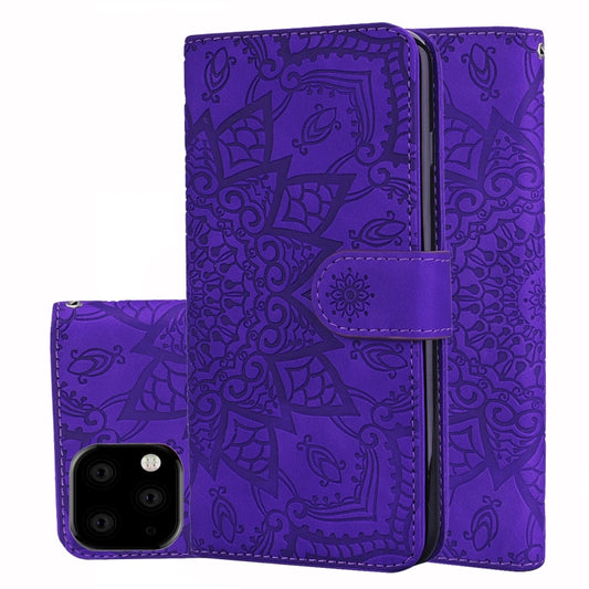 For iPhone 11 Pro Max Calf Pattern Double Folding Design Embossed Leather Case with Wallet & Holder & Card Slots  (6.5 inch)(Purple) - iPhone 11 Pro Max Cases by buy2fix | Online Shopping UK | buy2fix