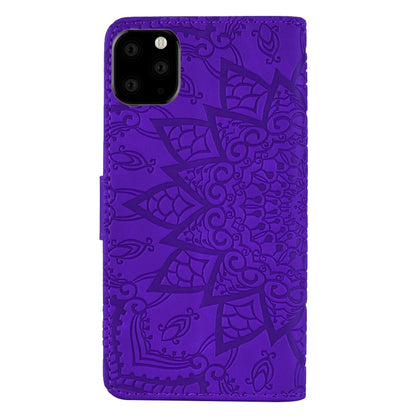 For iPhone 11 Pro Max Calf Pattern Double Folding Design Embossed Leather Case with Wallet & Holder & Card Slots  (6.5 inch)(Purple) - iPhone 11 Pro Max Cases by buy2fix | Online Shopping UK | buy2fix
