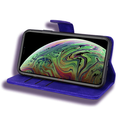 For iPhone 11 Pro Max Calf Pattern Double Folding Design Embossed Leather Case with Wallet & Holder & Card Slots  (6.5 inch)(Purple) - iPhone 11 Pro Max Cases by buy2fix | Online Shopping UK | buy2fix