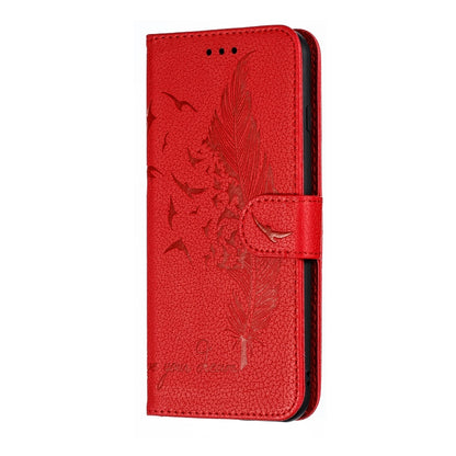 Feather Pattern Litchi Texture Horizontal Flip Leather Case with Wallet & Holder & Card Slots For iPhone 7 Plus / 8 Plus(Red) - More iPhone Cases by buy2fix | Online Shopping UK | buy2fix