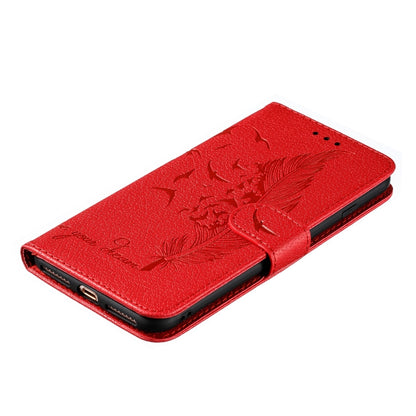 Feather Pattern Litchi Texture Horizontal Flip Leather Case with Wallet & Holder & Card Slots For iPhone 7 Plus / 8 Plus(Red) - More iPhone Cases by buy2fix | Online Shopping UK | buy2fix