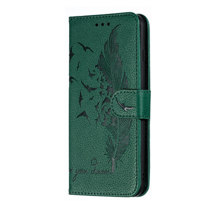 Feather Pattern Litchi Texture Horizontal Flip Leather Case with Wallet & Holder & Card Slots For iPhone 7 Plus / 8 Plus(Green) - More iPhone Cases by buy2fix | Online Shopping UK | buy2fix