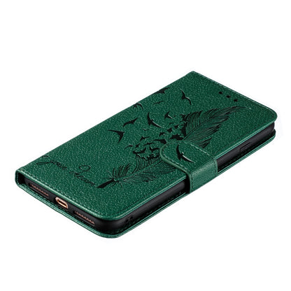 Feather Pattern Litchi Texture Horizontal Flip Leather Case with Wallet & Holder & Card Slots For iPhone 7 Plus / 8 Plus(Green) - More iPhone Cases by buy2fix | Online Shopping UK | buy2fix