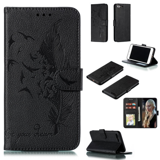 Feather Pattern Litchi Texture Horizontal Flip Leather Case with Wallet & Holder & Card Slots For iPhone 7 Plus / 8 Plus(Black) - More iPhone Cases by buy2fix | Online Shopping UK | buy2fix