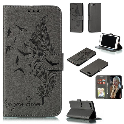 Feather Pattern Litchi Texture Horizontal Flip Leather Case with Wallet & Holder & Card Slots For iPhone 7 Plus / 8 Plus(Gray) - More iPhone Cases by buy2fix | Online Shopping UK | buy2fix