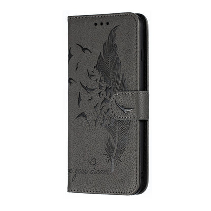 Feather Pattern Litchi Texture Horizontal Flip Leather Case with Wallet & Holder & Card Slots For iPhone 7 Plus / 8 Plus(Gray) - More iPhone Cases by buy2fix | Online Shopping UK | buy2fix